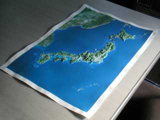 ランドサット衛星画像立体日本列島レリーフマップ